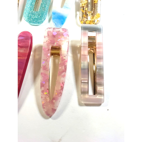 Hair Barrettes Clips Lot Of 8 Sparkles Retro Classic - Picture 3 of 11